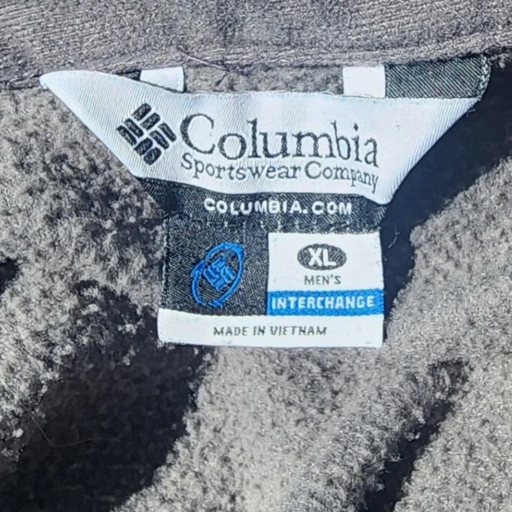 Columbia Mens XL Gray Fleece Jacket Full Zip Interchange Mock Neck Mid‎ Layer